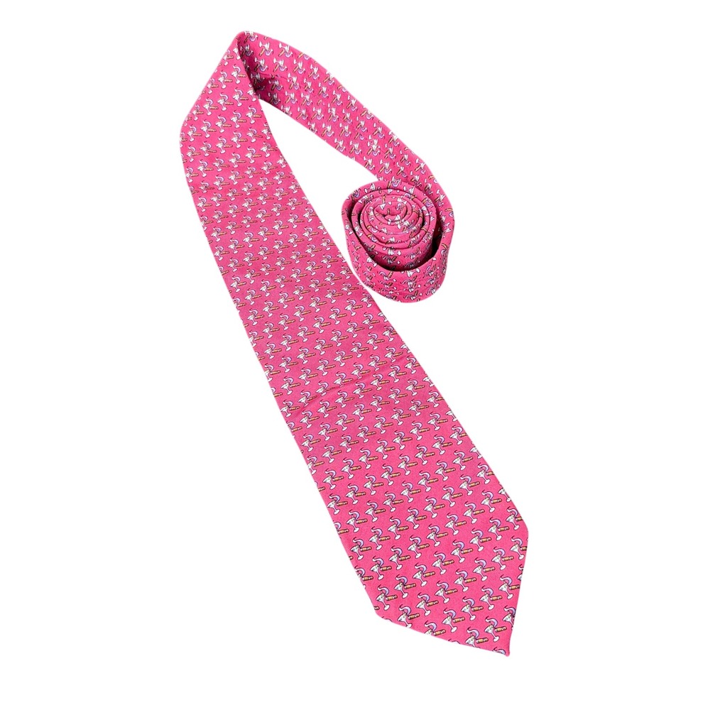 Vineyard Vines Necktie Mens OS Pink Martini Cigar Silk Preppy Hand Made USA